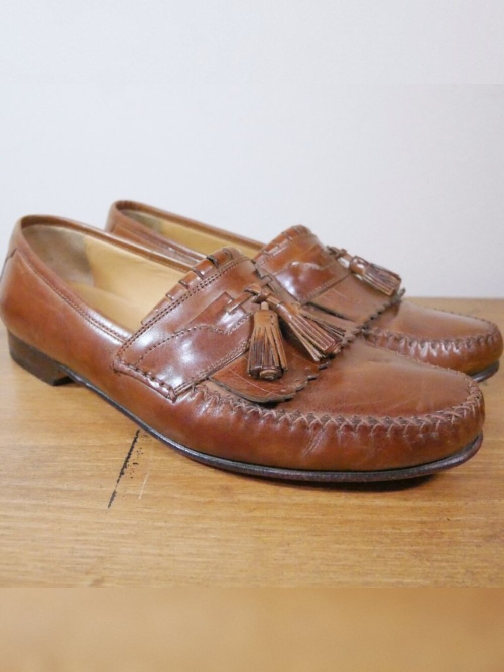 Johnston & Murphy Dress Shoes Mens Sz 10 M Real Leather Tassel Loafers Italy